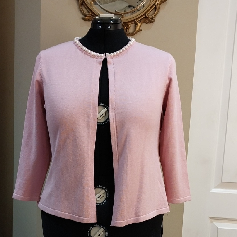 Nwot XL  Pink Pearl-Trim Cardigan